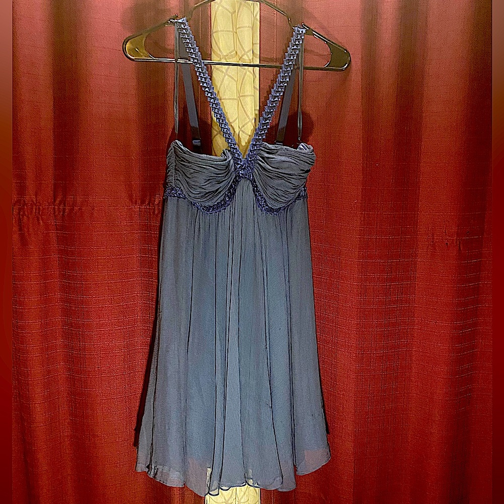BCBG Max Azria Size 02 Woman's Blue Silk Beaded Cocktail Party Dress